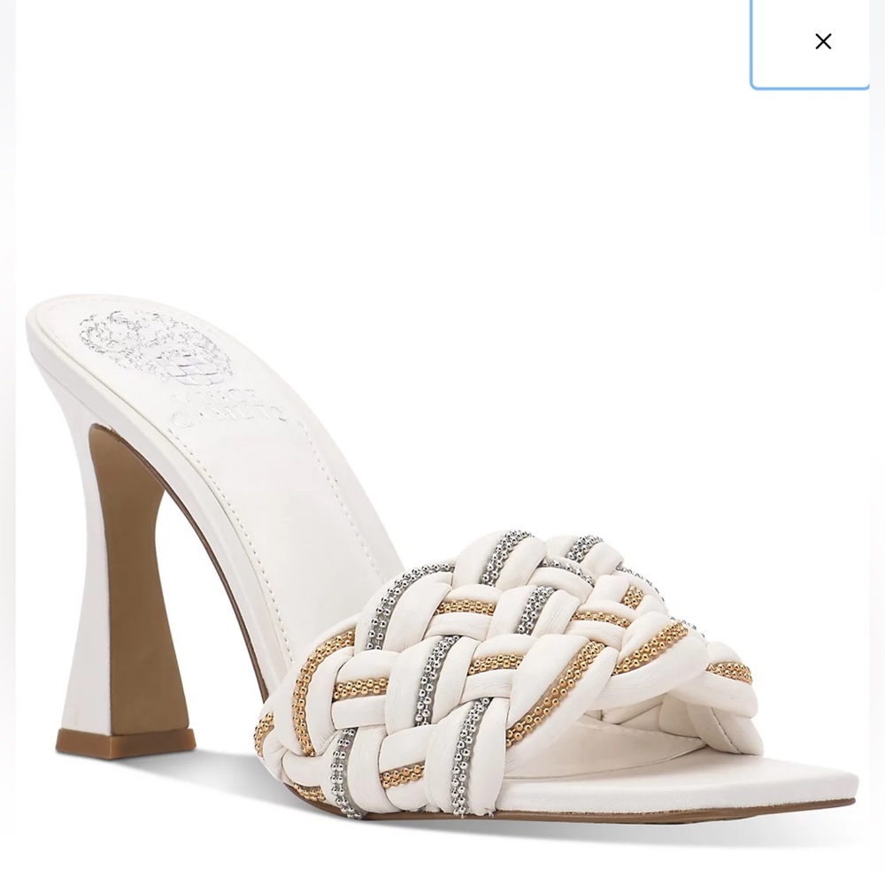 Vince Camuto Women's Rayley Crystal Woven Mule Heeled Sandal - NEVER WORN